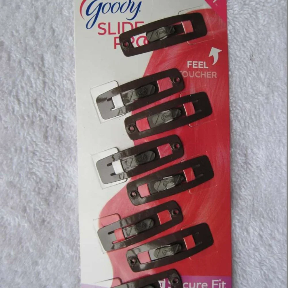 8 Goody Stay Put Slide Proof Hair Snap Clips Secure Hold Fit Black Blonde Silver